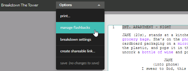 Manage Flashbacks Celtx Help Center